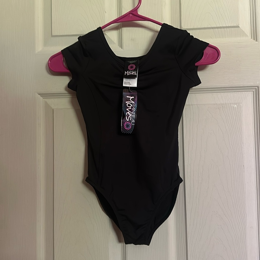 RAINBEAU MOVES CAP SLEEVE LEOTARD: BLACK: NEW WITH TAGS: SIZE SMALL